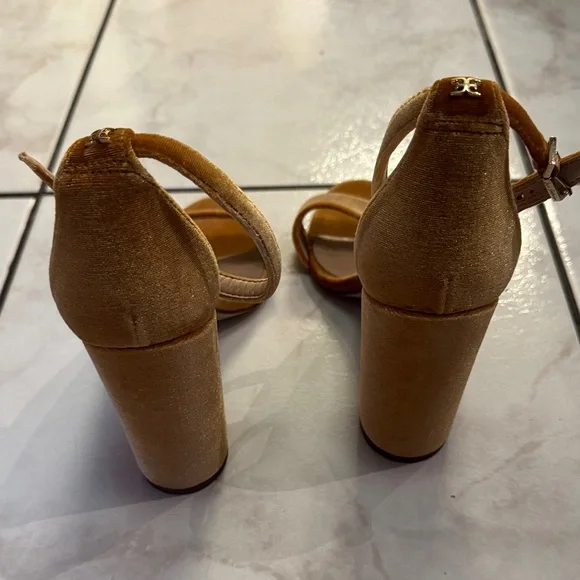 Sam Edelman Velvet Block Heel Sandals - Tan - Picture 2 of 3